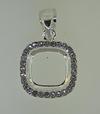 12mm Square Pendant with Crystal Rhinestones for DC 4470 Shiny Silver