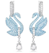 Swarovski Collections Iconic Swan drop earrings Swan, Blue, Rhodium plated