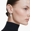 Swarovski Collections - Matrix drop earrings Crystal pearl, Round cut, White, Rhodium plated