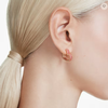 Swarovski Collections - Matrix hoop earrings Baguette cut, Heart, Small, Pink, Gold-tone plated