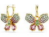 Swarovski Collections - Idyllia drop earrings Mixed cuts, Pavé, Butterfly, Multicolored, Gold-tone plated
