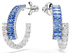 Swarovski Collections - Matrix hoop earrings Mixed cuts, Blue, Rhodium plated