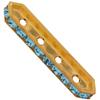 Dreamtime Crystal DC 77725 Rondelle Spacer Bars 4 Hole Aqua/Gold