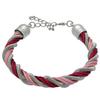 Double Leather Cord Bracelet in Fuchsia/Light Rose