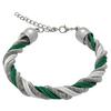 Double Leather Cord Bracelet in Emerald/Crystal