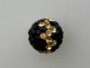 Round Pave Bead with 2.0mm hole, Alora Crystals Jet/Light Colorado Topaz 8 mm