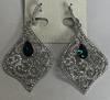 Crystal Dangle Earrings with Emerald Accents 2-1/2"