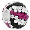 XL Large Hole Pave Bead with 12 mm wide Sterling Silver Core, Alora Crystals Fuchsia/Crystal/Jet 15 mm