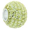 XL Large Hole Pave Bead with 12 mm wide Sterling Silver Core, Alora Crystals Jonquil 15 mm