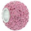 XL Large Hole Pave Bead with 12 mm wide Sterling Silver Core, Alora Crystals Light Rose 15 mm