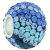 XL Large Hole Pave Bead with 12 mm wide Sterling Silver Core, Alora Crystals Blues 15 mm