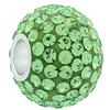 XL Large Hole Pave Bead with 12 mm wide Sterling Silver Core, Alora Crystals Peridot 15 mm