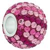 XL Large Hole Pave Bead with 12 mm wide Sterling Silver Core, Alora Crystals Pinks 15 mm