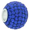 XL Large Hole Pave Bead with 12 mm wide Sterling Silver Core, Alora Crystals Sapphire 15 mm