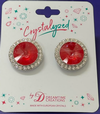 Crystalized with Dreamtime Crystal Clip-On Earrings for Dance Crystal Poppy Red Ignite/Crystal 17mm