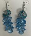 Double Flower Dangle Earring Aquamarine 3/4"