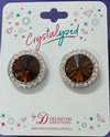 Crystalized with Dreamtime Crystal Clip-On Earrings for Dance Reinvented Smoked Topaz/Crystal 17mm