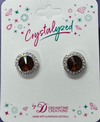 Crystalyzed with Dreamtime Crystal Stud Earrings for Dance Crystal Reinvented Smoked Topaz/Crystal AB 13mm