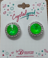 Crystalized with Dreamtime Crystal Stud Earrings for Dance Crystal Electric Green Ignite/Crystal 17mm