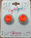 Crystalized with Dreamtime Crystal Stud Earrings for Dance Crystal Electric Orange Ignite/Crystal 17mm