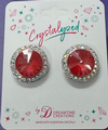 Crystalized with Dreamtime Crystal Stud Earrings for Dance Crystal Poppy Red Ignite/Crystal AB 17mm