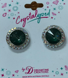 Crystalized with Dreamtime Crystal Stud Earrings for Dance Crystal Pine Green Ignite/Crystal AB 17mm