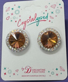 Crystalyzed with Dreamtime Crystal Stud Earrings for Dance Reinvented Light Smoked Topaz/Crystal AB 19mm