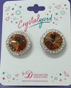 Crystalized with Dreamtime Crystal Clip-On Earrings for Dance Reinvented Light Smoked Topaz/Crystal 19mm