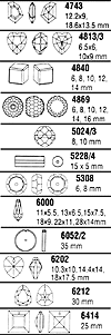Colors / Size Charts - Rhinestone Shapes | Dreamtime Creations